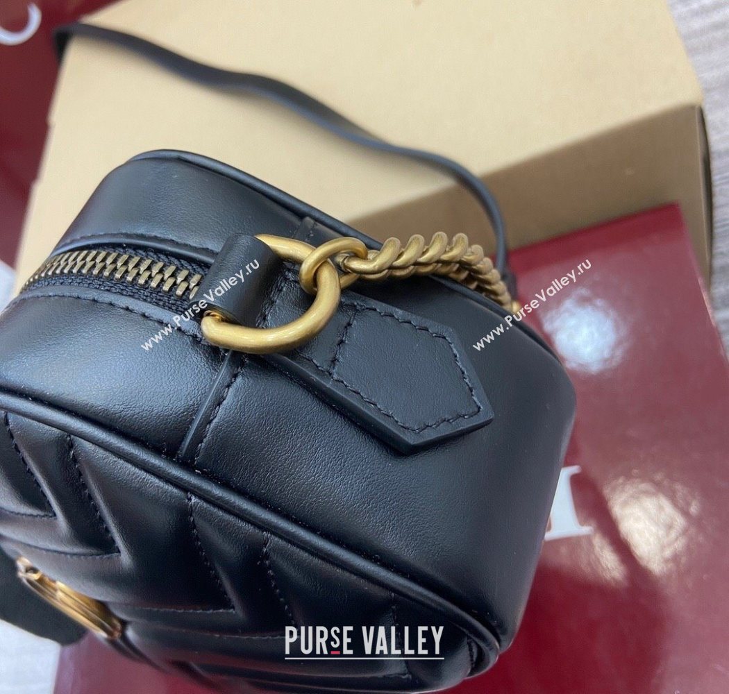 Gucci GG Marmont Leather Mini Camera Bag Black 2025 448065 (DLH-250630092)