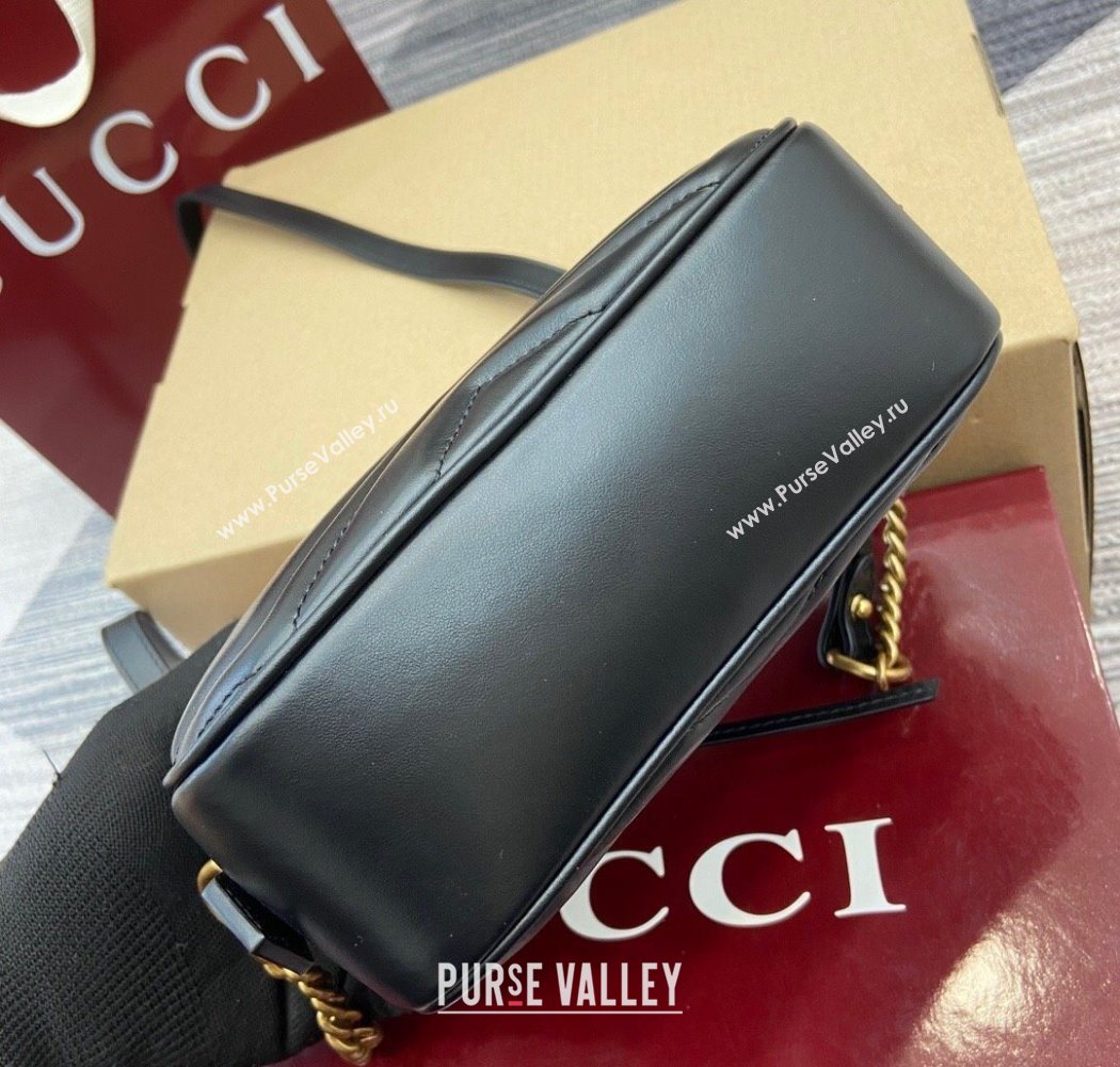 Gucci GG Marmont Leather Mini Camera Bag Black 2025 448065 (DLH-250630092)