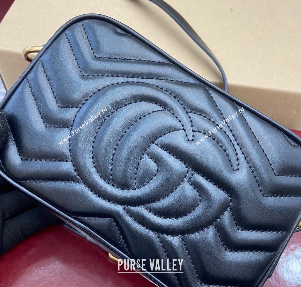 Gucci GG Marmont Leather Mini Camera Bag Black 2025 448065 (DLH-250630092)