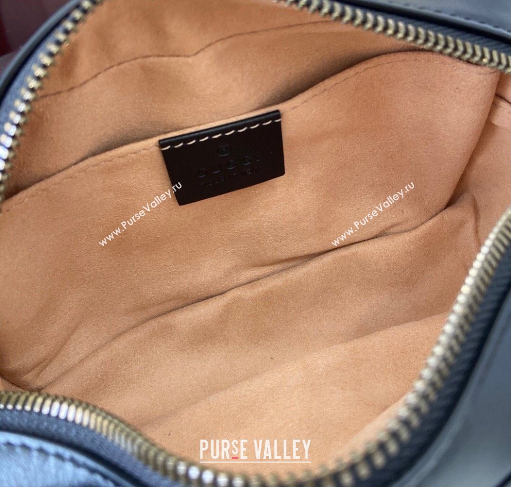 Gucci GG Marmont Leather Mini Camera Bag Black 2025 448065 (DLH-250630092)