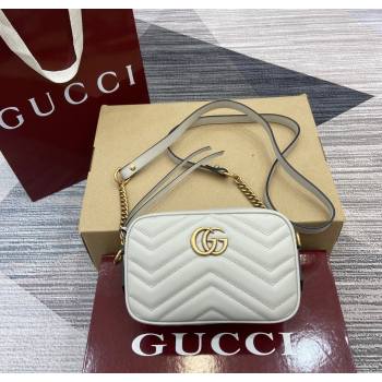 Gucci GG Marmont Leather Mini Camera Bag Light Grey 2025 448065 (DLH-250630093)