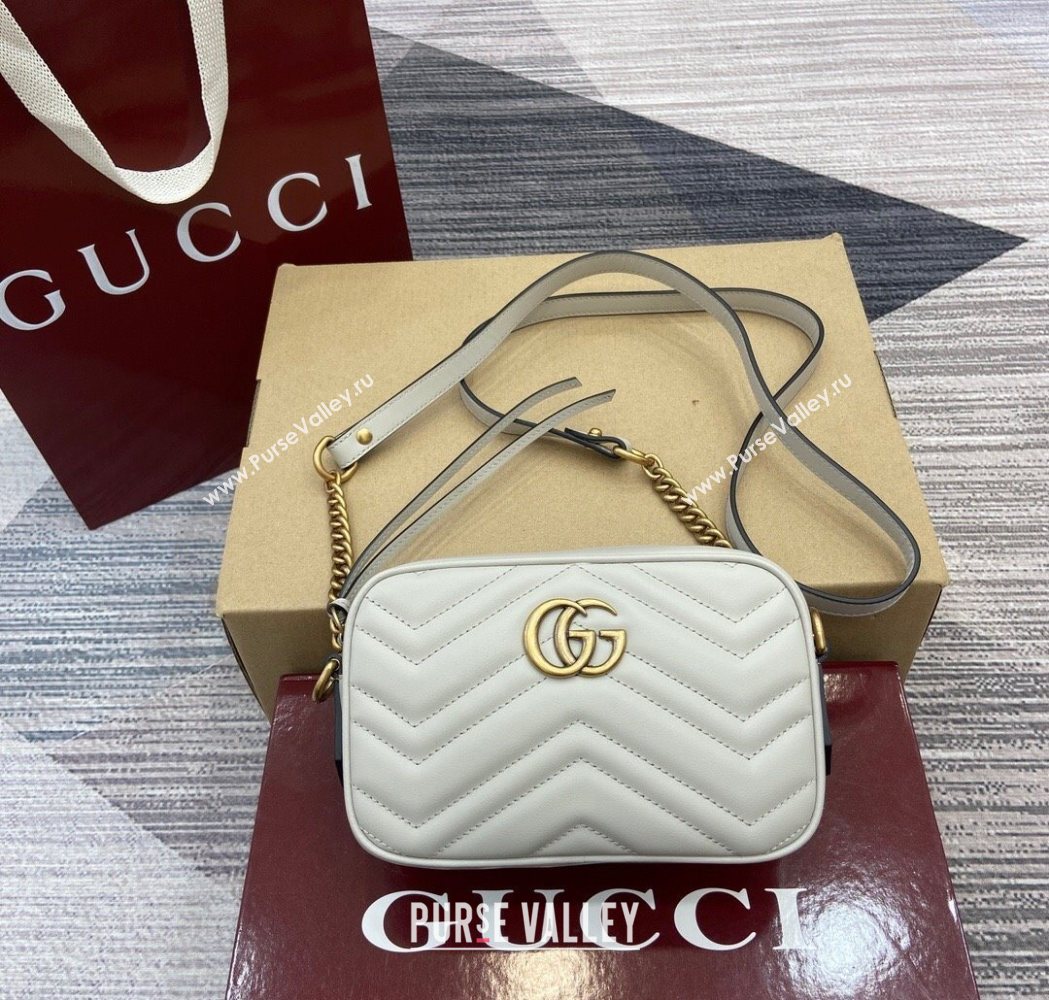 Gucci GG Marmont Leather Mini Camera Bag Light Grey 2025 448065 (DLH-250630093)