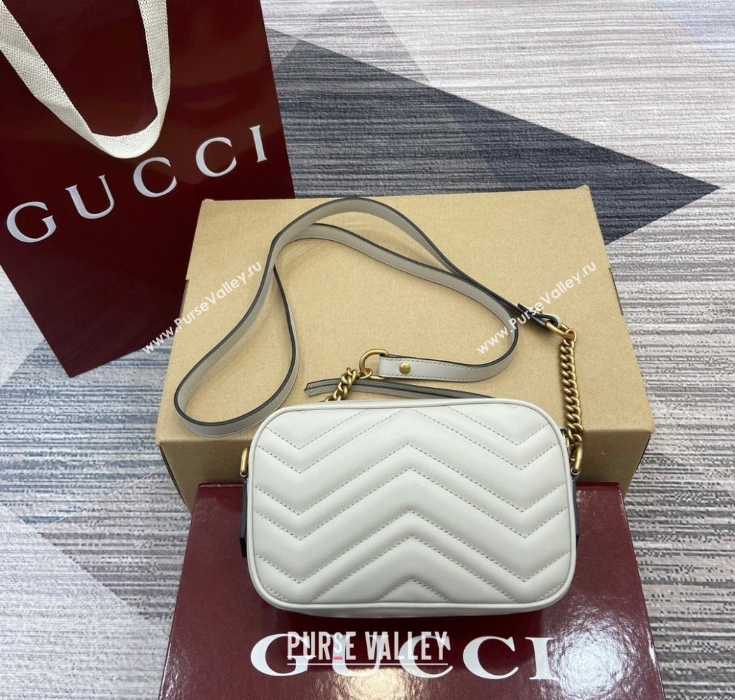 Gucci GG Marmont Leather Mini Camera Bag Light Grey 2025 448065 (DLH-250630093)