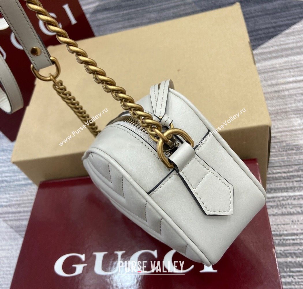 Gucci GG Marmont Leather Mini Camera Bag Light Grey 2025 448065 (DLH-250630093)