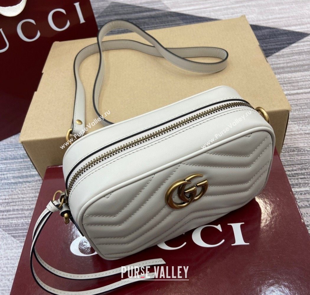 Gucci GG Marmont Leather Mini Camera Bag Light Grey 2025 448065 (DLH-250630093)