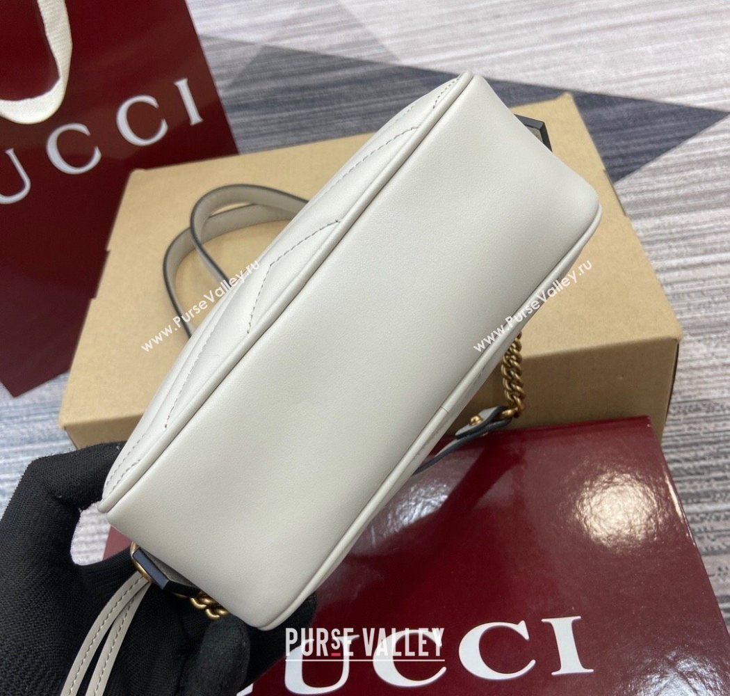 Gucci GG Marmont Leather Mini Camera Bag Light Grey 2025 448065 (DLH-250630093)