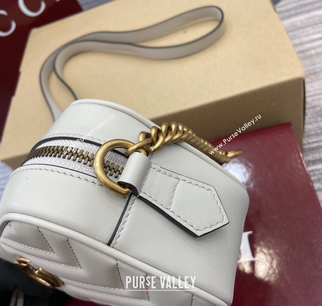 Gucci GG Marmont Leather Mini Camera Bag Light Grey 2025 448065 (DLH-250630093)