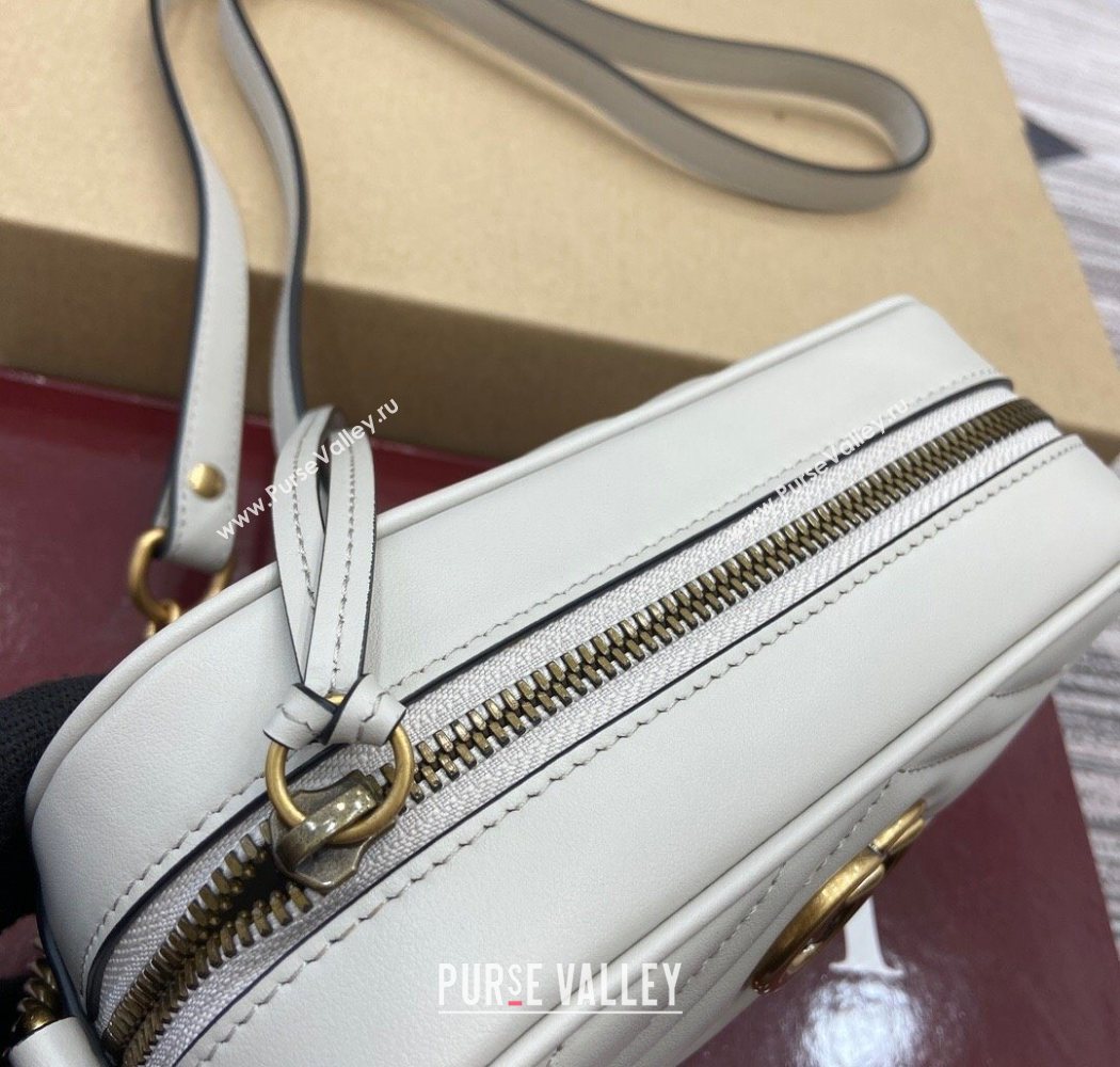Gucci GG Marmont Leather Mini Camera Bag Light Grey 2025 448065 (DLH-250630093)