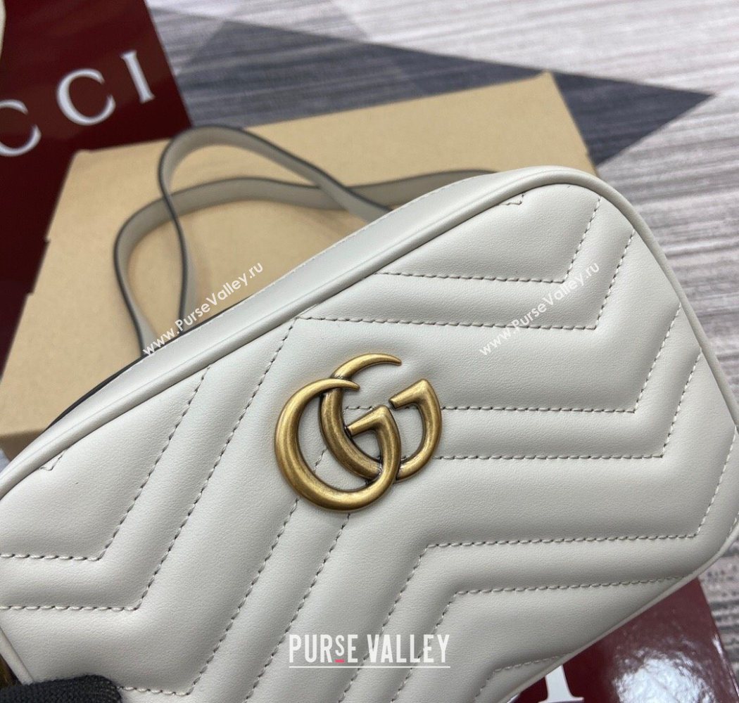 Gucci GG Marmont Leather Mini Camera Bag Light Grey 2025 448065 (DLH-250630093)