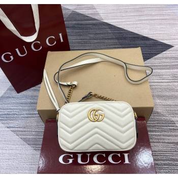 Gucci GG Marmont Leather Mini Camera Bag White 2025 448065 (DLH-250630094)