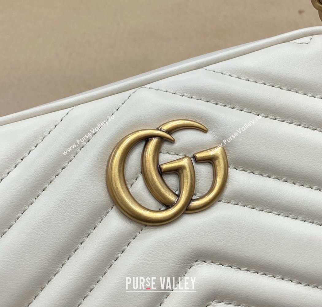 Gucci GG Marmont Leather Mini Camera Bag White 2025 448065 (DLH-250630094)