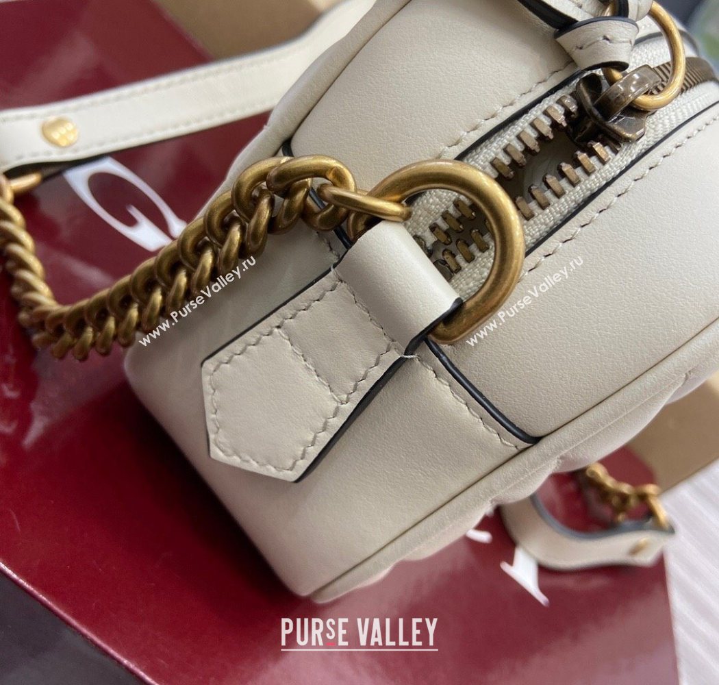 Gucci GG Marmont Leather Mini Camera Bag White 2025 448065 (DLH-250630094)