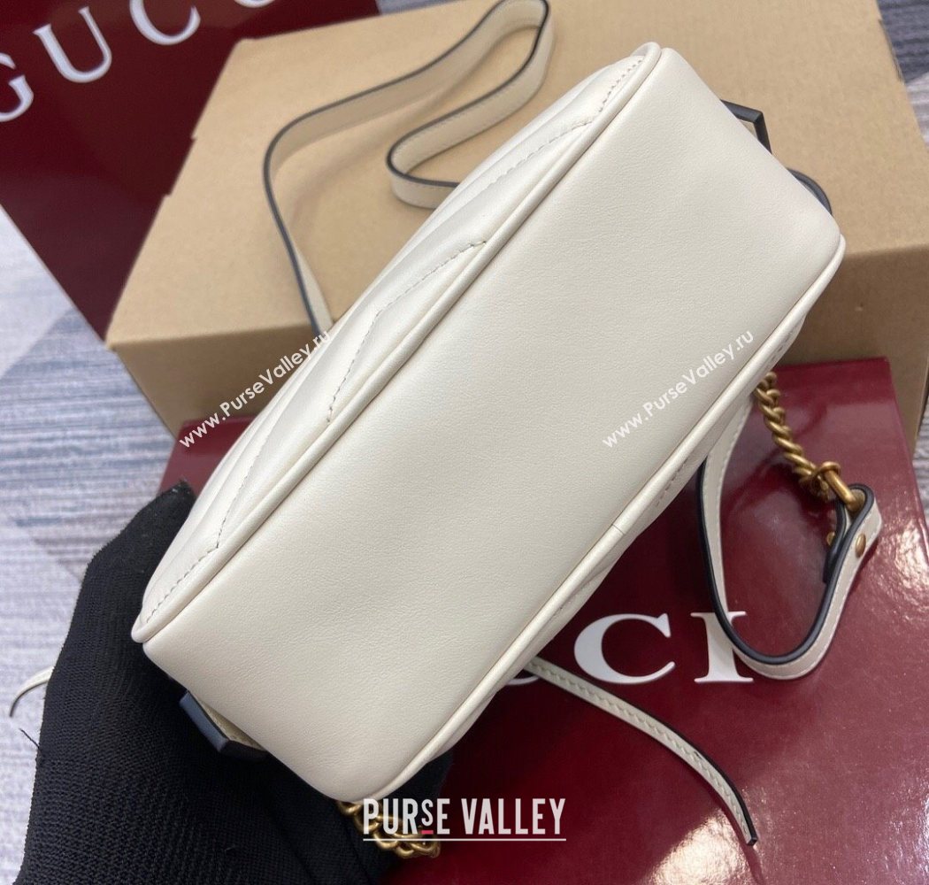 Gucci GG Marmont Leather Mini Camera Bag White 2025 448065 (DLH-250630094)
