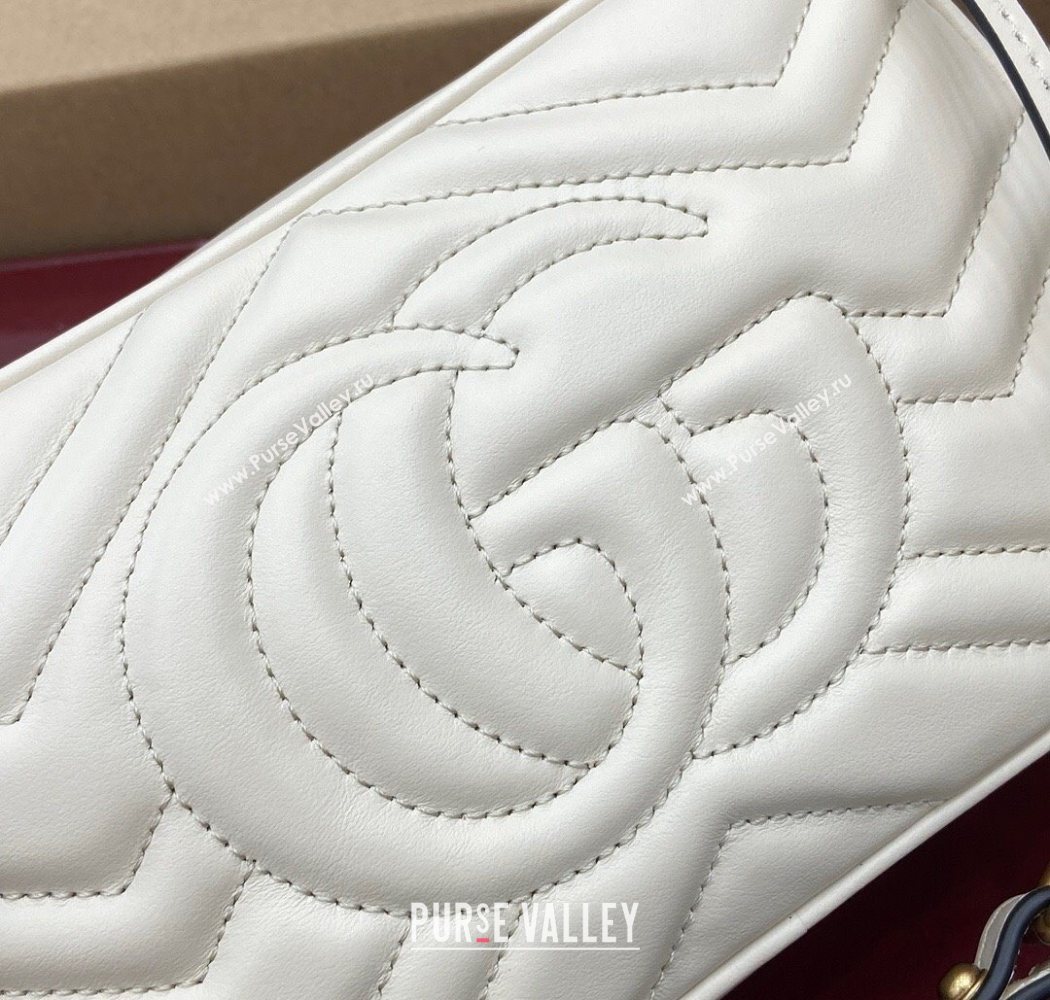 Gucci GG Marmont Leather Mini Camera Bag White 2025 448065 (DLH-250630094)