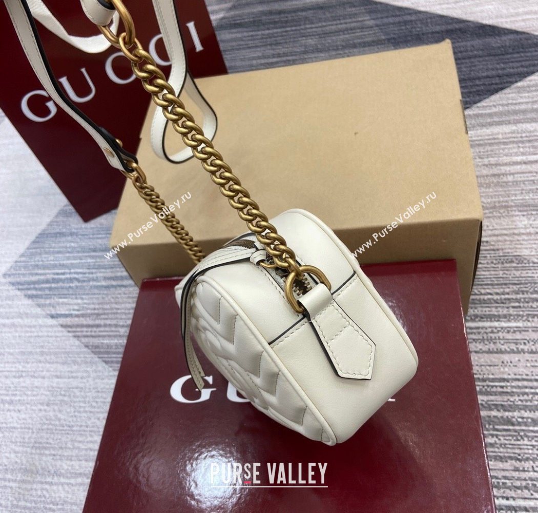 Gucci GG Marmont Leather Mini Camera Bag White 2025 448065 (DLH-250630094)
