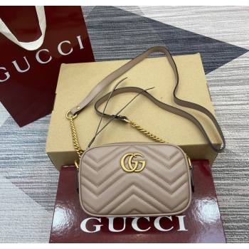 Gucci GG Marmont Leather Mini Camera Bag Dusty Beige 2025 448065 (DLH-250630095)