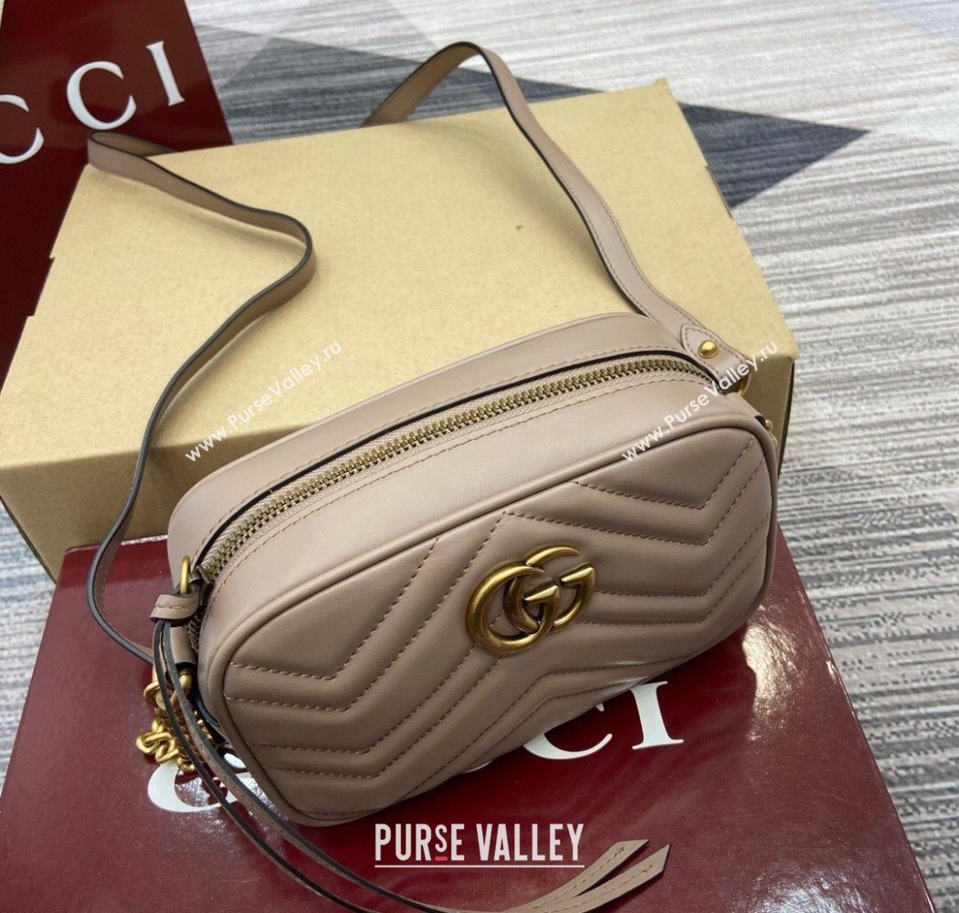 Gucci GG Marmont Leather Mini Camera Bag Dusty Beige 2025 448065 (DLH-250630095)