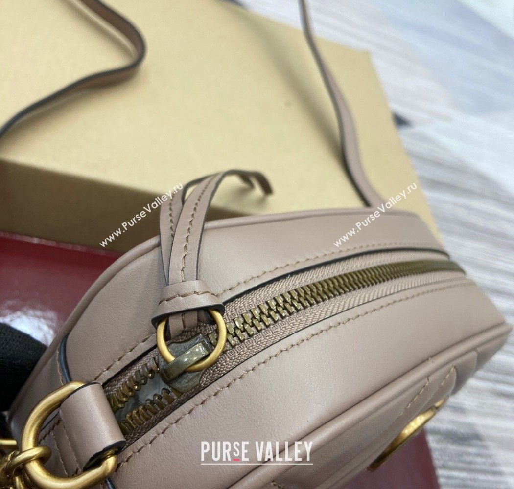 Gucci GG Marmont Leather Mini Camera Bag Dusty Beige 2025 448065 (DLH-250630095)
