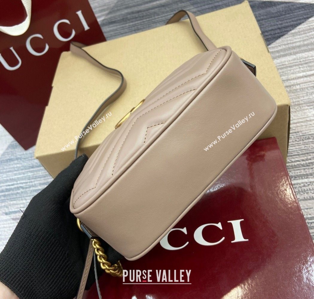 Gucci GG Marmont Leather Mini Camera Bag Dusty Beige 2025 448065 (DLH-250630095)