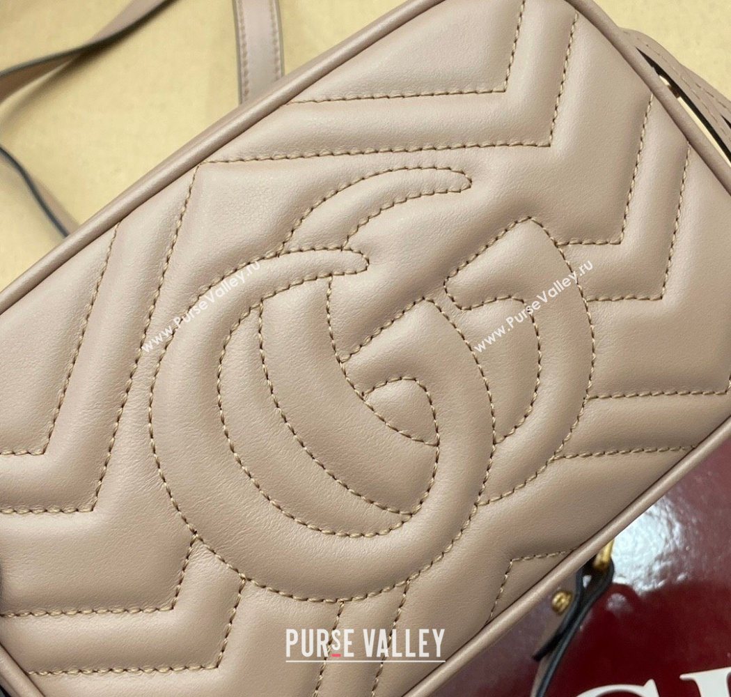 Gucci GG Marmont Leather Mini Camera Bag Dusty Beige 2025 448065 (DLH-250630095)
