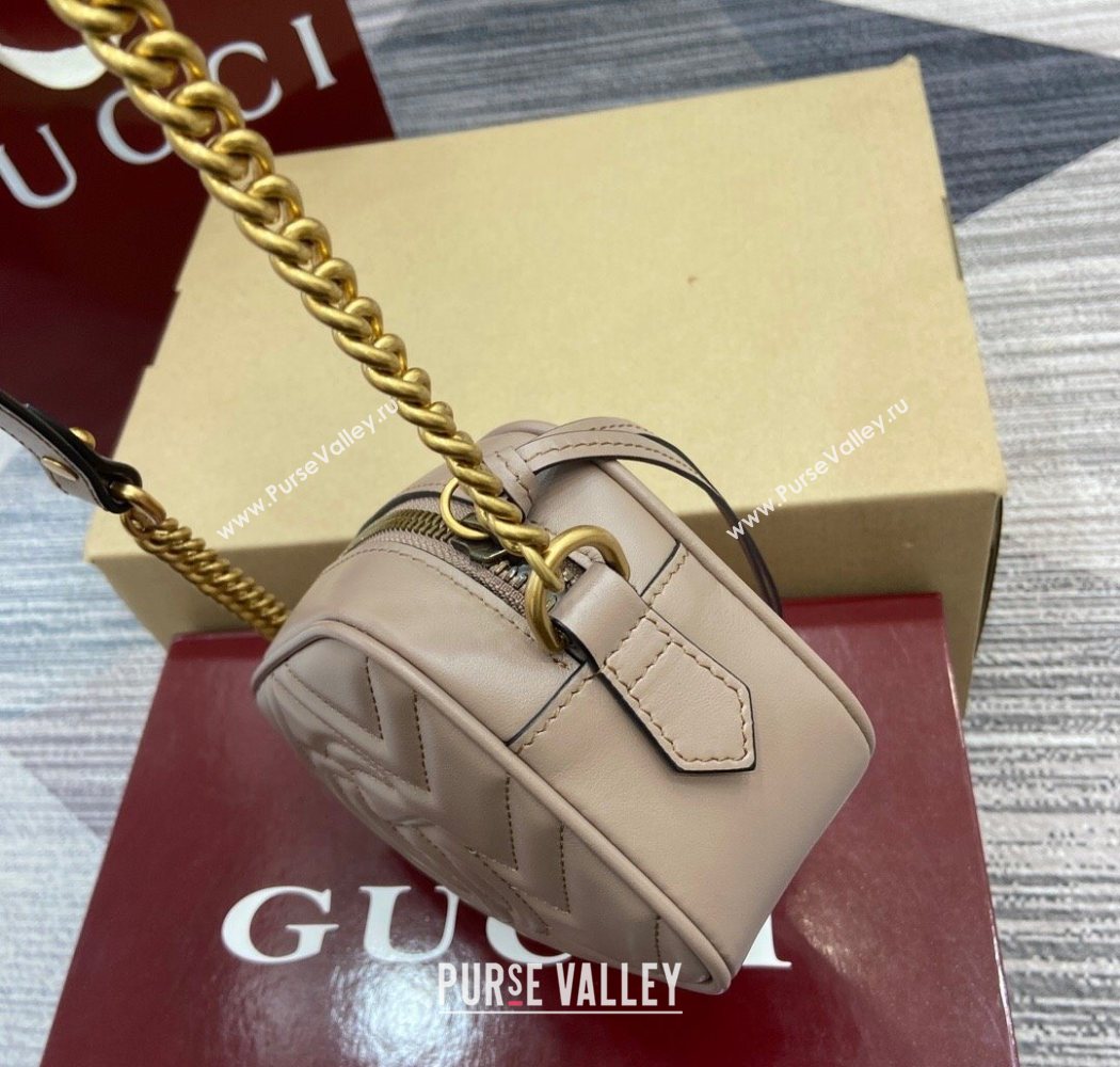 Gucci GG Marmont Leather Mini Camera Bag Dusty Beige 2025 448065 (DLH-250630095)