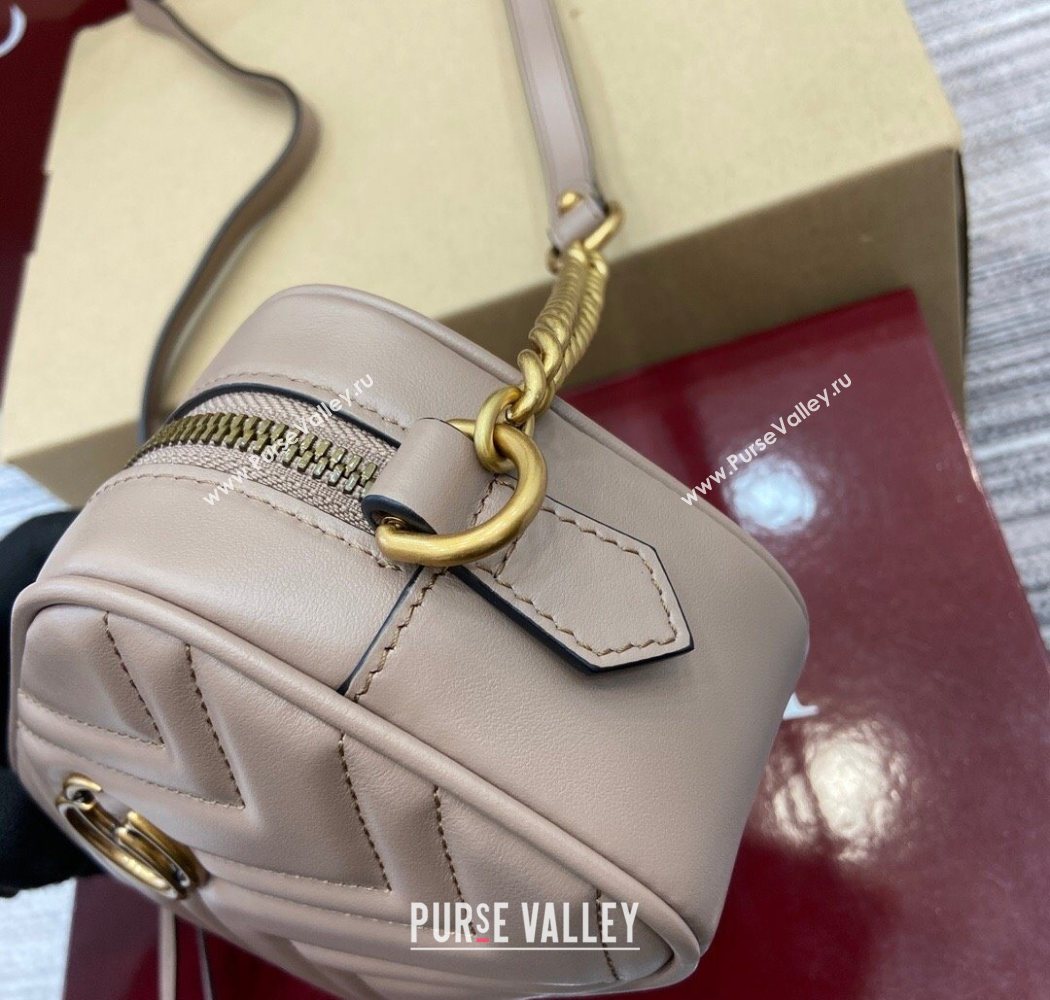 Gucci GG Marmont Leather Mini Camera Bag Dusty Beige 2025 448065 (DLH-250630095)