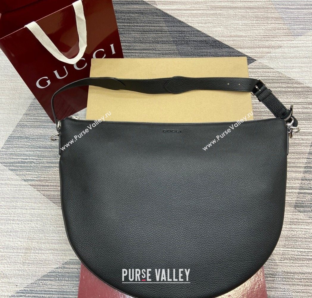 Gucci Mens B Large shoulder bag in grainy leather Black 2025 800194 (DLH-250630099)