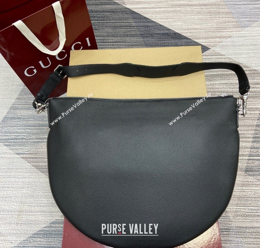 Gucci Mens B Large shoulder bag in grainy leather Black 2025 800194 (DLH-250630099)