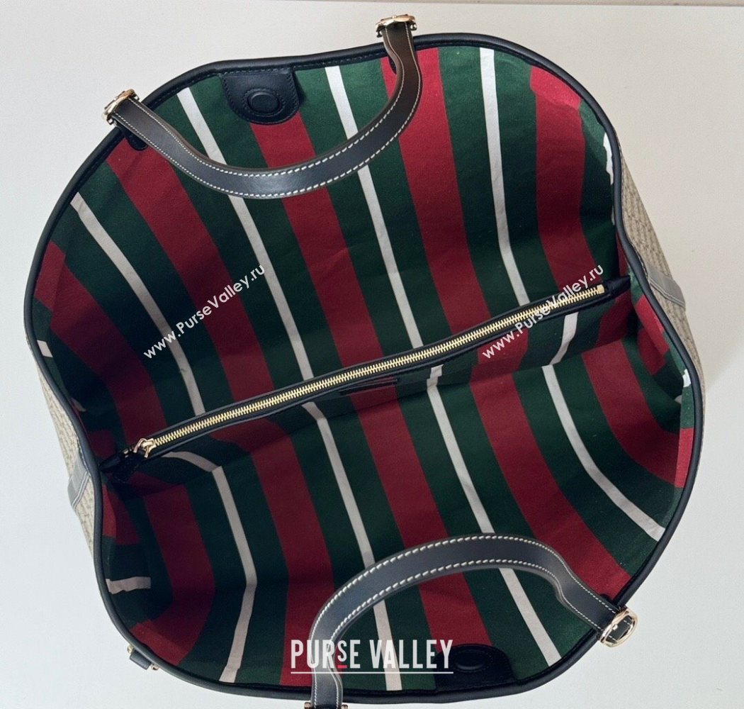 Gucci GG Canvas Emblem Maxi Tote Bag Beige/Black 2025 815212 (DLH-250630074)