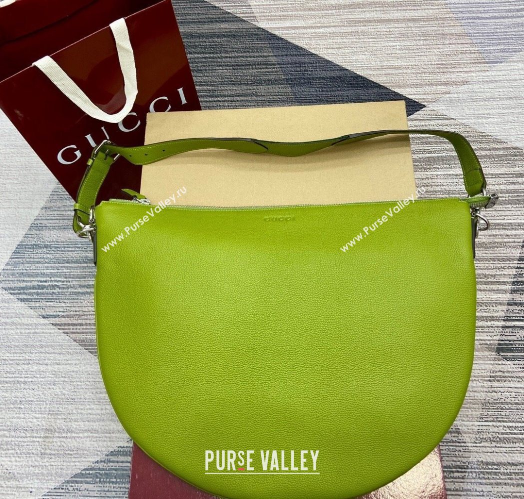 Gucci Mens B Large shoulder bag in grainy leather Green 2025 800194 (DLH-250630101)