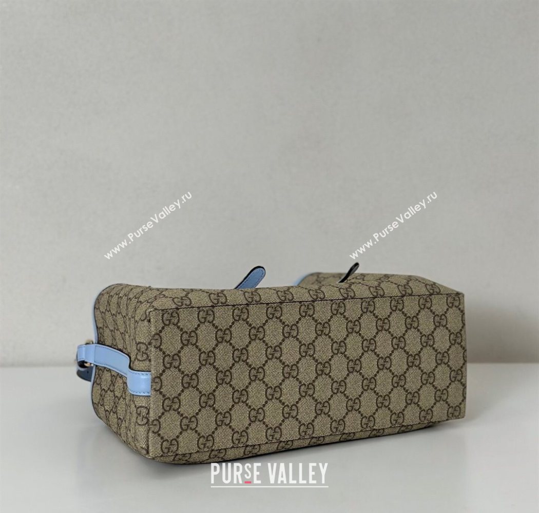 Gucci GG Canvas Emblem Medium Tote Bag Beige/Blue 2025 815214 (DLH-250630071)