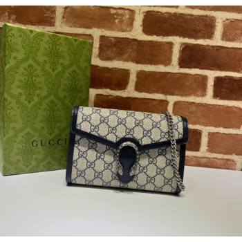 Gucci Dionysus GG Canvas Chain Wallet 401231 Beige/Blue 2025 (DLH-250630076)