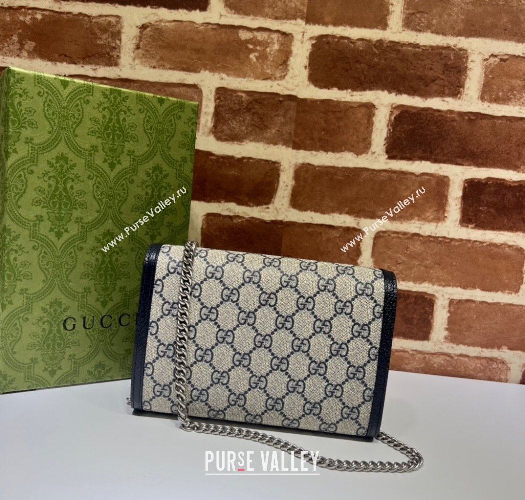 Gucci Dionysus GG Canvas Chain Wallet 401231 Beige/Blue 2025 (DLH-250630076)