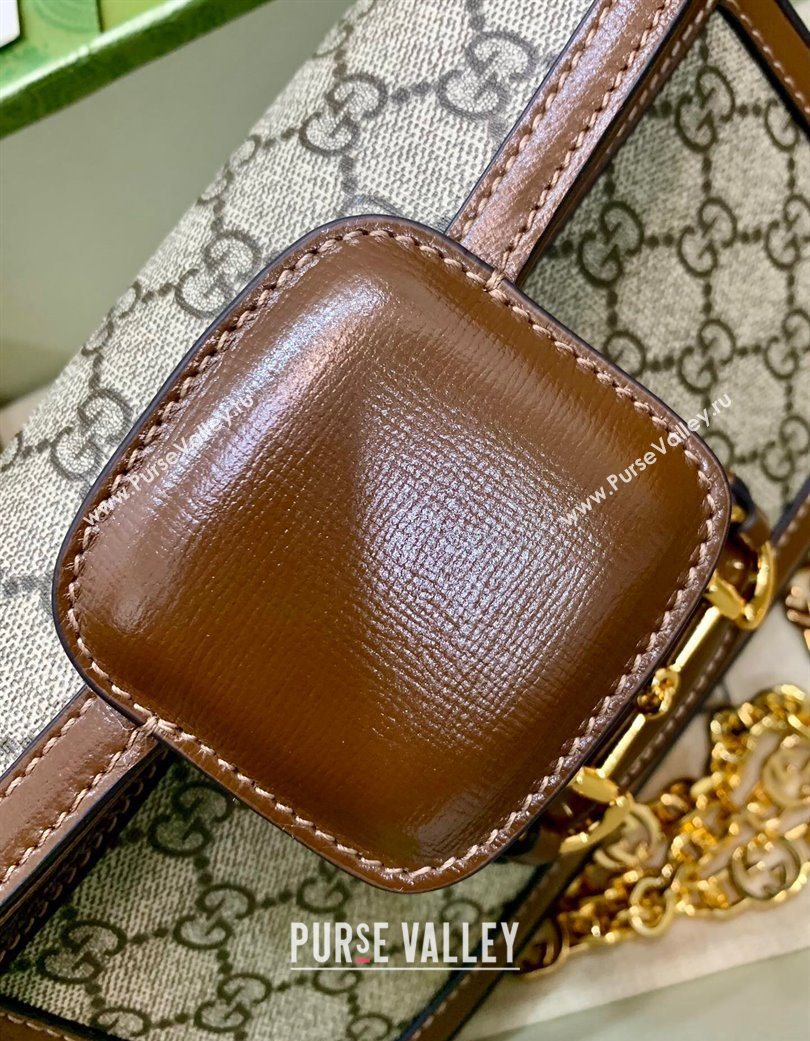 Gucci Horsebit 1955 small shoulder bag in GG Canvas and Leather Beige/Brown 2025 735178 (DLH-250630117)