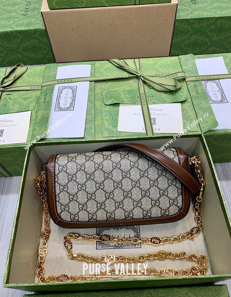 Gucci Horsebit 1955 small shoulder bag in GG Canvas and Leather Beige/Brown 2025 735178 (DLH-250630117)