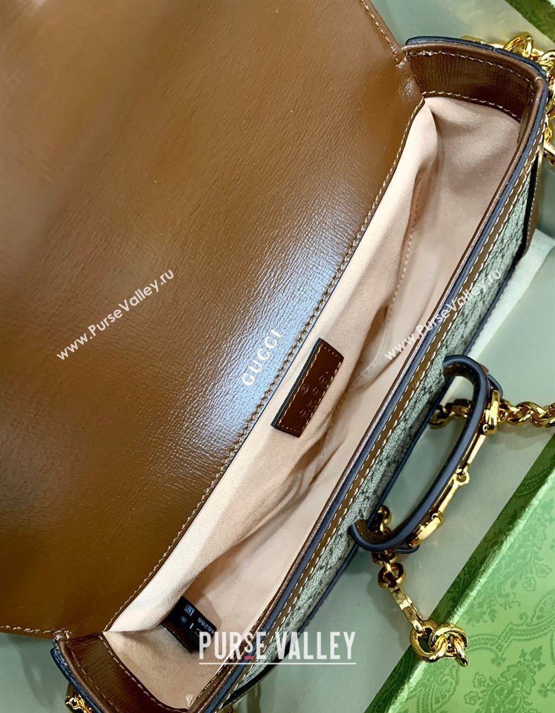 Gucci Horsebit 1955 small shoulder bag in GG Canvas and Leather Beige/Brown 2025 735178 (DLH-250630117)