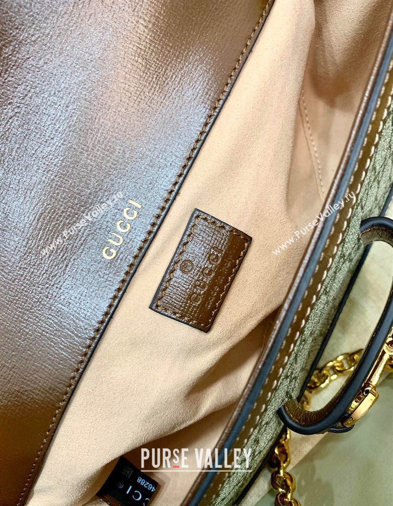 Gucci Horsebit 1955 small shoulder bag in GG Canvas and Leather Beige/Brown 2025 735178 (DLH-250630117)