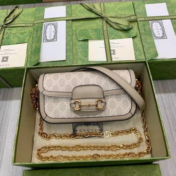 Gucci Horsebit 1955 small shoulder bag in GG Canvas and Leather Oatmeal/Beige 2025 735178 (DLH-250630118)