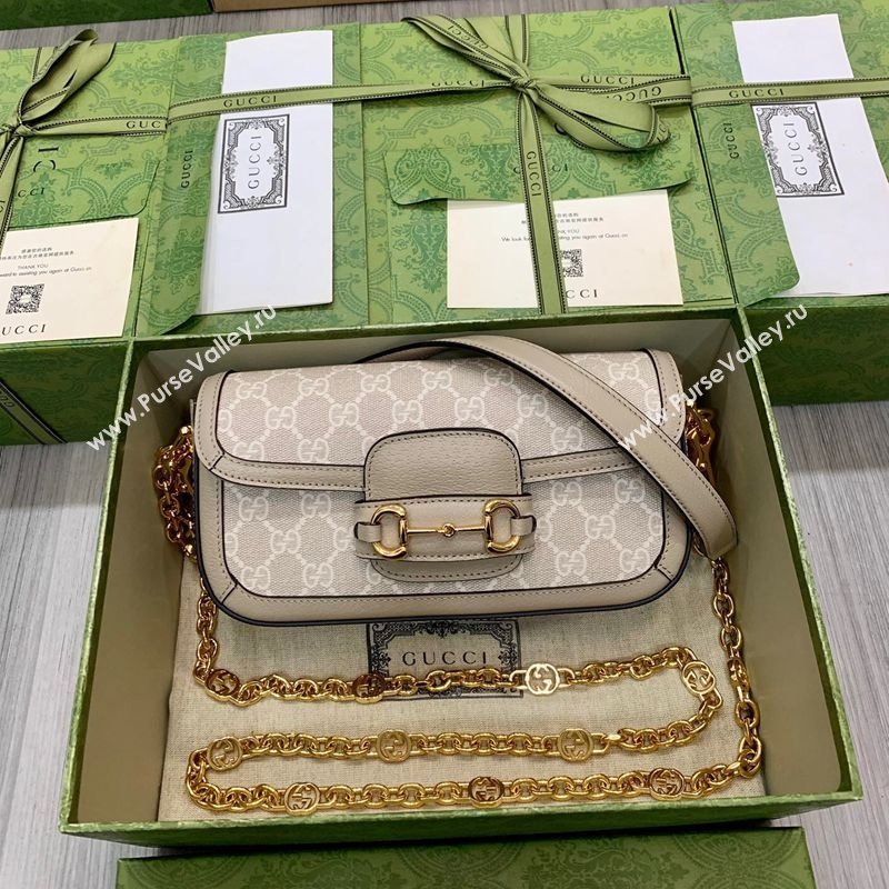 Gucci Horsebit 1955 small shoulder bag in GG Canvas and Leather Oatmeal/Beige 2025 735178 (DLH-250630118)