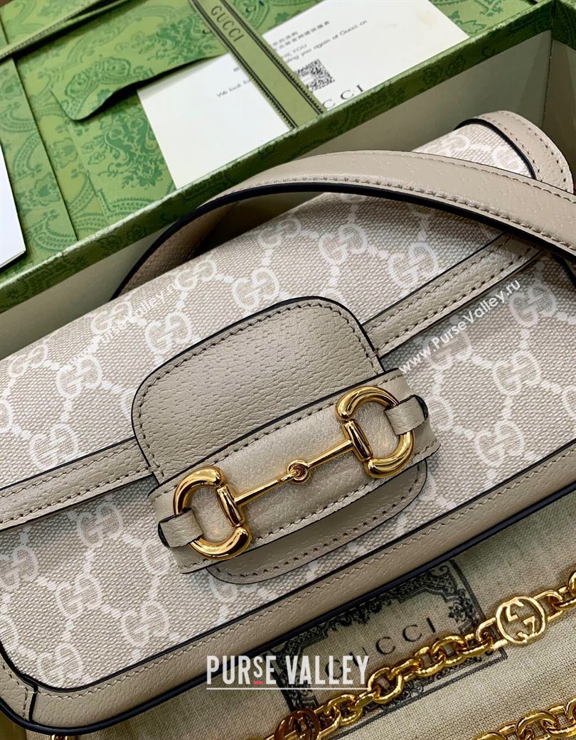 Gucci Horsebit 1955 small shoulder bag in GG Canvas and Leather Oatmeal/Beige 2025 735178 (DLH-250630118)