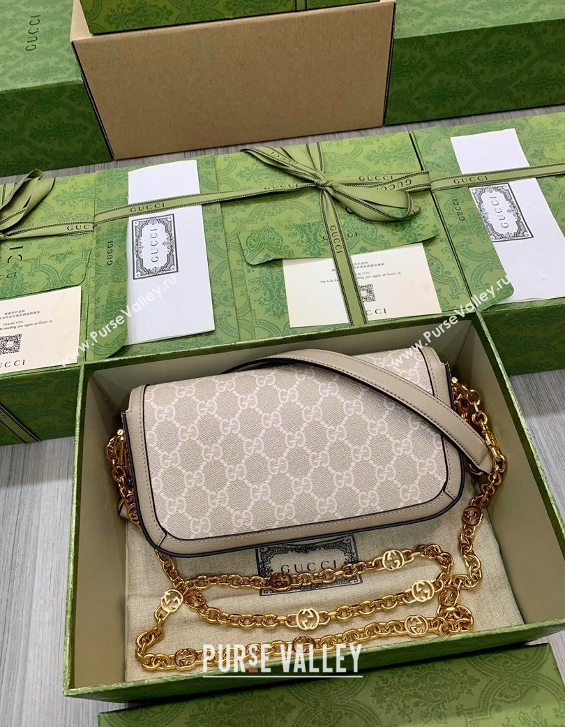 Gucci Horsebit 1955 small shoulder bag in GG Canvas and Leather Oatmeal/Beige 2025 735178 (DLH-250630118)