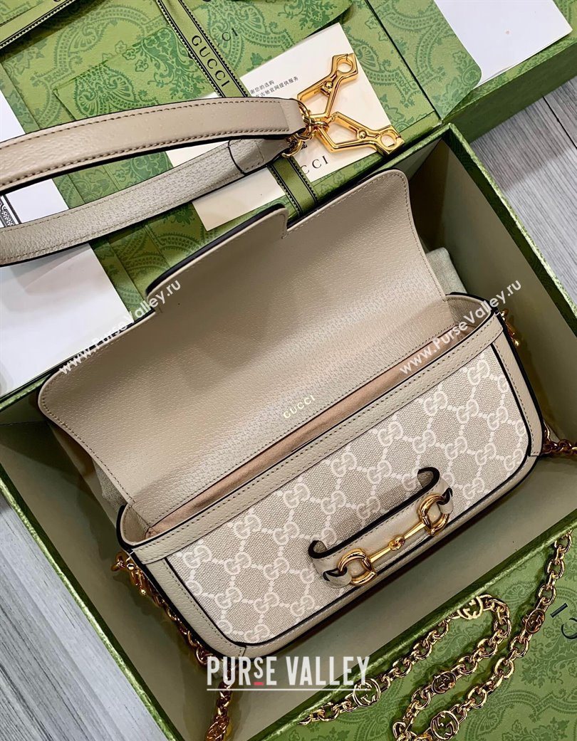 Gucci Horsebit 1955 small shoulder bag in GG Canvas and Leather Oatmeal/Beige 2025 735178 (DLH-250630118)