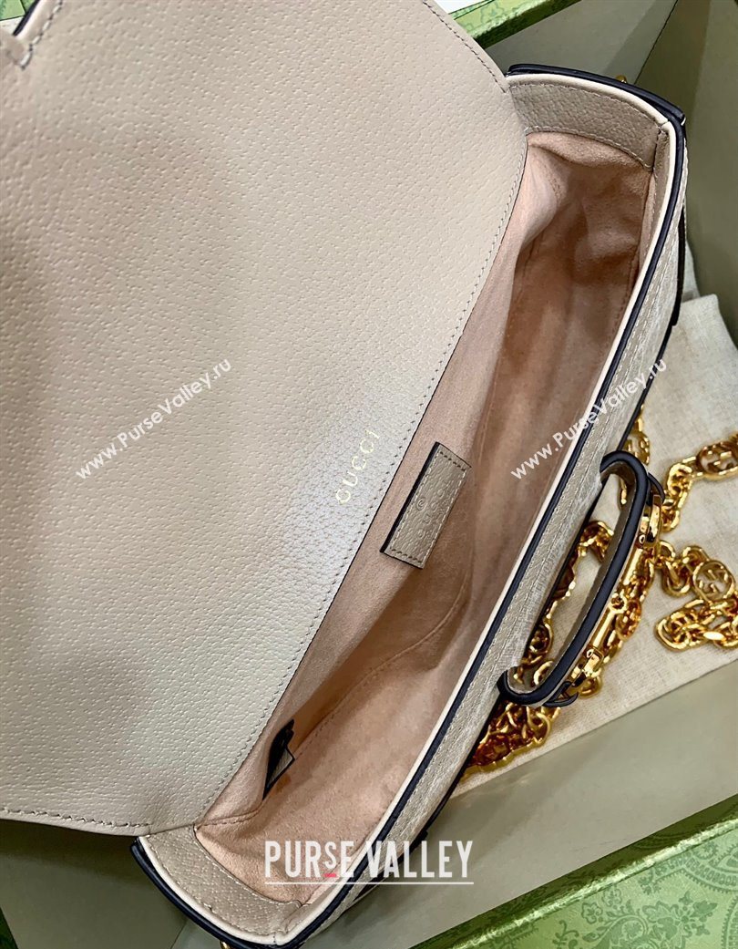Gucci Horsebit 1955 small shoulder bag in GG Canvas and Leather Oatmeal/Beige 2025 735178 (DLH-250630118)