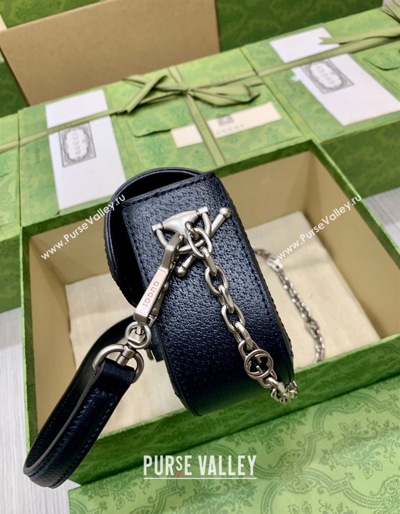 Gucci Horsebit 1955 small shoulder bag in GG Canvas and Leather Beige/Blue 2025 735178 (DLH-250630119)