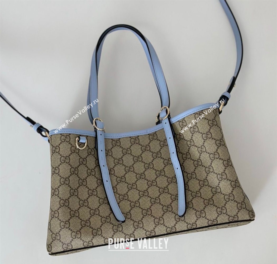 Gucci GG Canvas Emblem Medium Tote Bag Beige/Blue 2025 815214 (DLH-250630071)