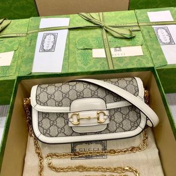 Gucci Horsebit 1955 small shoulder bag in GG Canvas and Leather Beige/White 2025 735178 (DLH-250630120)