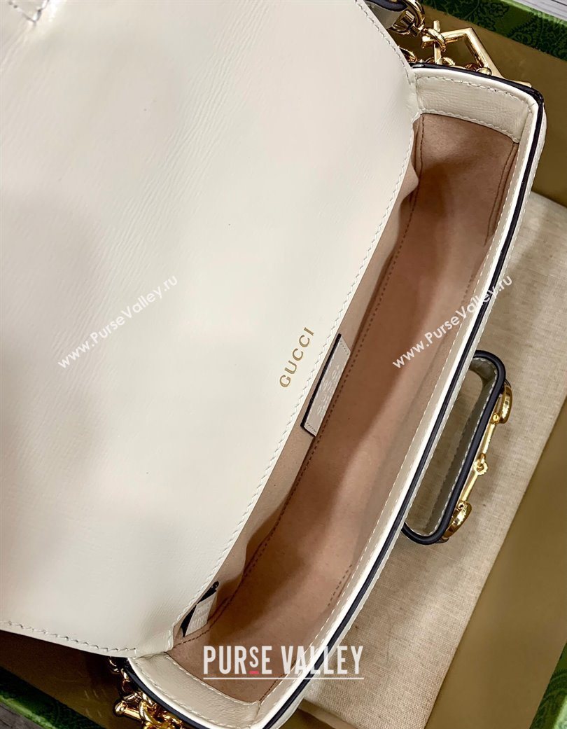 Gucci Horsebit 1955 small shoulder bag in GG Canvas and Leather Beige/White 2025 735178 (DLH-250630120)