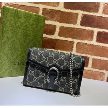 Gucci Dionysus GG Denim Chain Wallet 401231 Black 2025 (DLH-250630078)