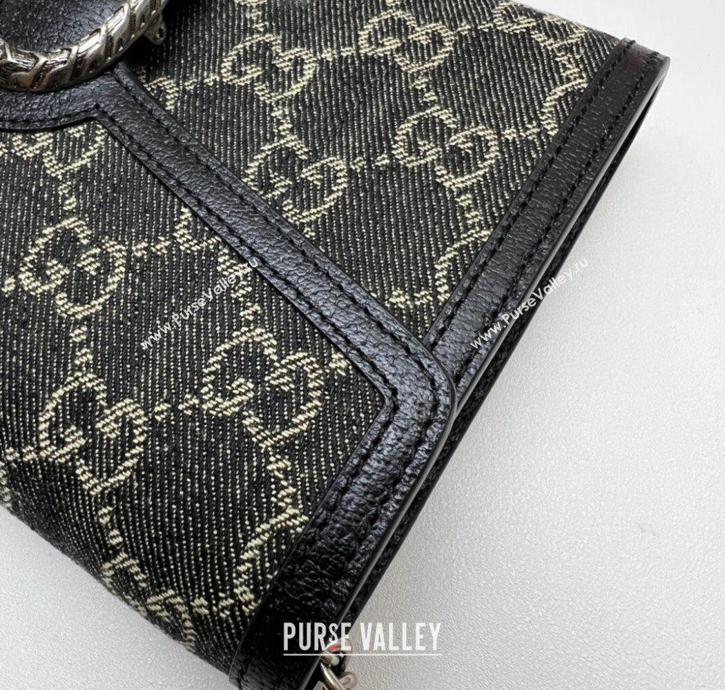 Gucci Dionysus GG Denim Chain Wallet 401231 Black 2025 (DLH-250630078)