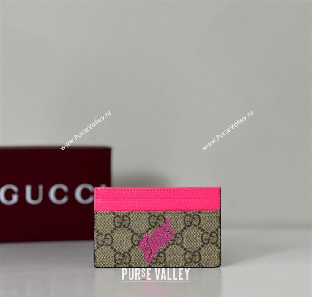 Gucci GG Monogram zip around wallet with print Beige/Bright Pink 2025 835322 (DLH-250701001)